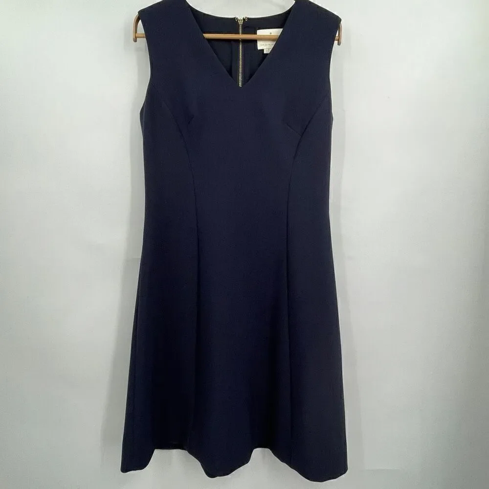 Kate Spade NY Navy V-Neck Sleeveless Exposed Back Zip A-line Dress Size 6
